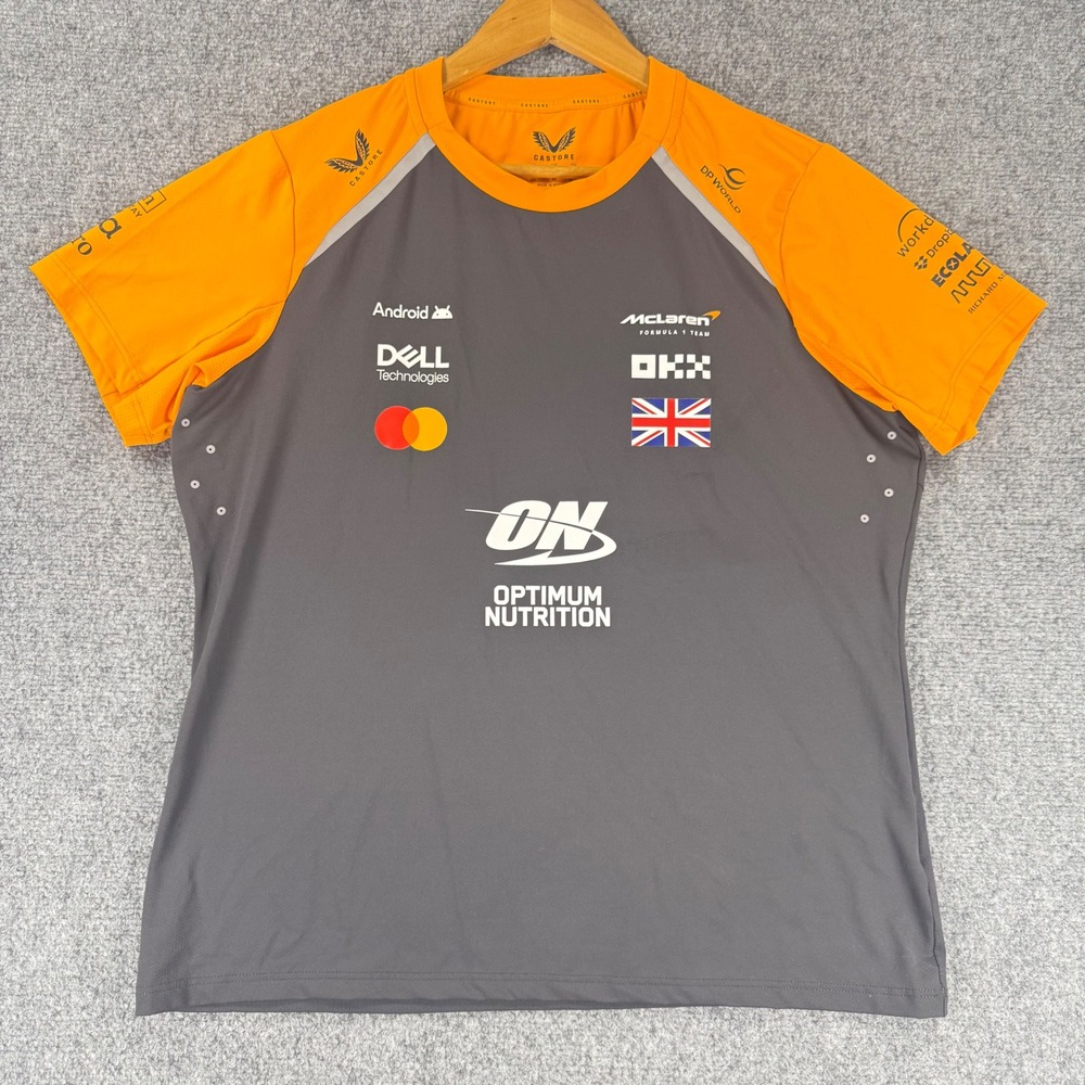Castore McLaren F1 Team Lando Norris 4 Jersey Mens Large Gray Orange Performance